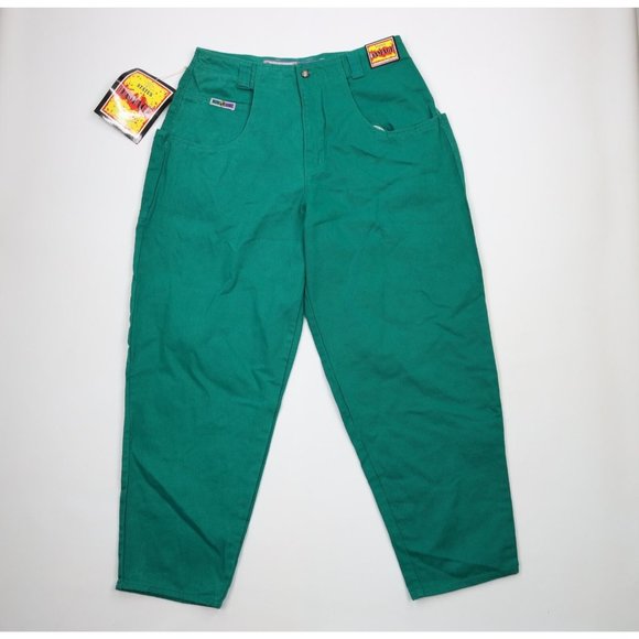 NOS Vintage 90s Streetwear Mens 38x34 Big Pocket Baggy Fit Denim Jeans Green